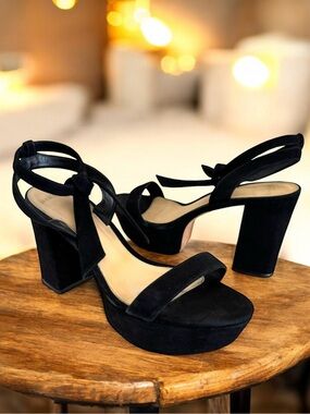 Alexandre Birman Sandals Black Suede Platform Ankle Strap